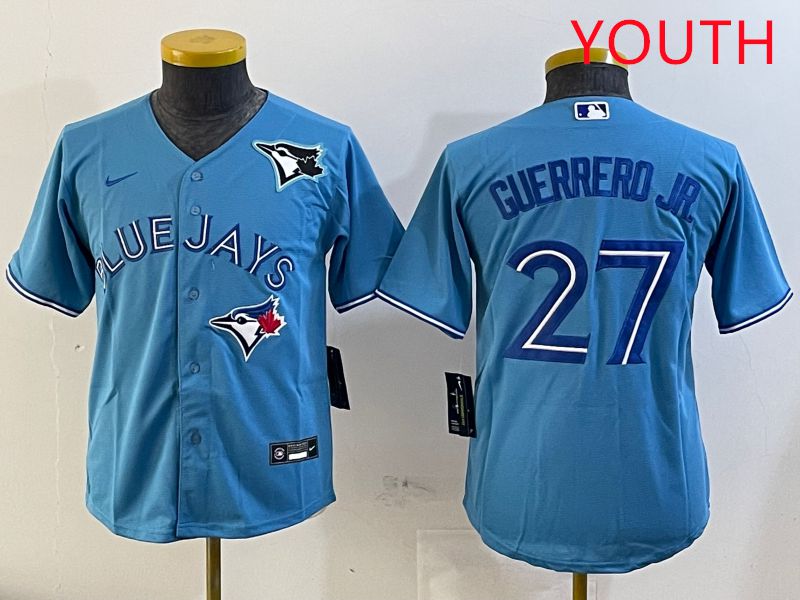 Youth Toronto Blue Jays 27 Guerrero jr Light Blue Game 2025 Nike MLB Jersey style 2